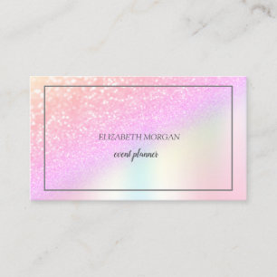 Cartão De Visita Glitter Bokeh Ombre, Frame Holographic