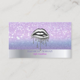 Cartão de Visita Glitter Bokeh Ombre Lábios Modern