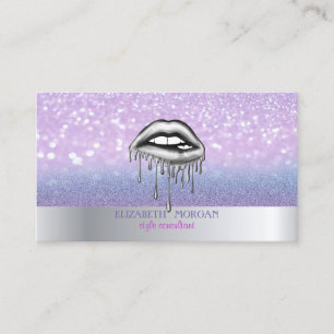 Cartão de Visita Glitter Bokeh Ombre Lábios Modern