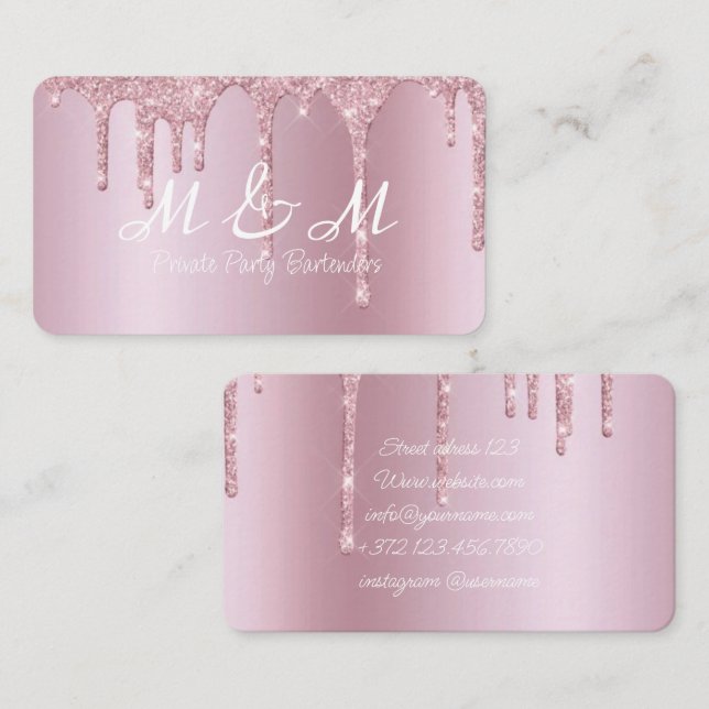 Cartão De Visita Glitter Cor-de-Rosa Diminui Gradiente Líquido (Frente/Verso)