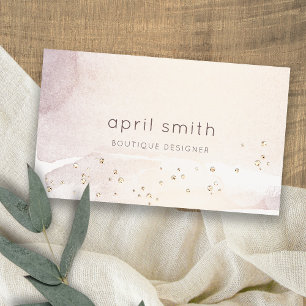 Cartão De Visita Glitter de Aquarela Dourada com Abstrato de Elegan