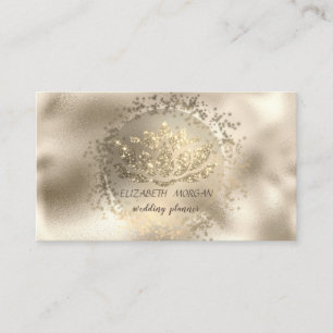Cartão De Visita Glitter de Confete de Ouro Elegante Lótus Metálico