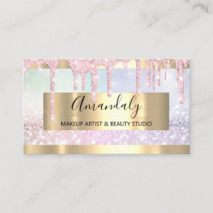 Cartão De Visita Glitter De Dissipador Com Quadro Dourado Do Artist