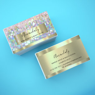 Cartão De Visita Glitter De Dissipador Com Quadro Dourado Do Artist