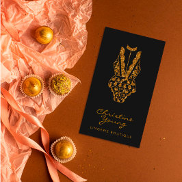 Cartão De Visita Glitter do Ouro de Boutique de Lingerie Chic Lace