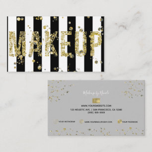 Cartão De Visita Glitter Dourado Brilho Glamour Mínimo Beleza Maqui