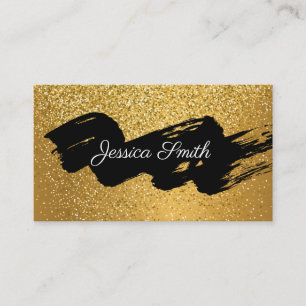 Cartão De Visita Glitter Dourado Confetti Bruto Preto