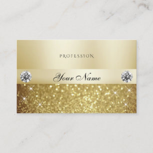 Cartão De Visita Glitter Dourado de luxo com diamantes modernos