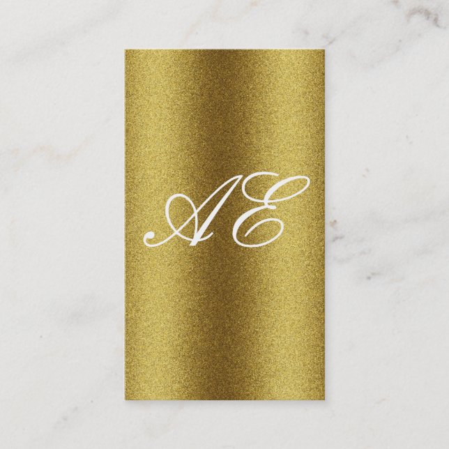 Cartão De Visita Glitter Dourado Mínimo Corporativo Monograma Serif (Frente)