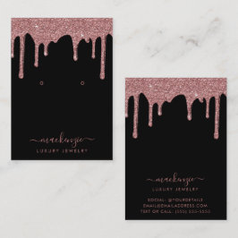 Cartão De Visita Glitter Dourado Rosa preto