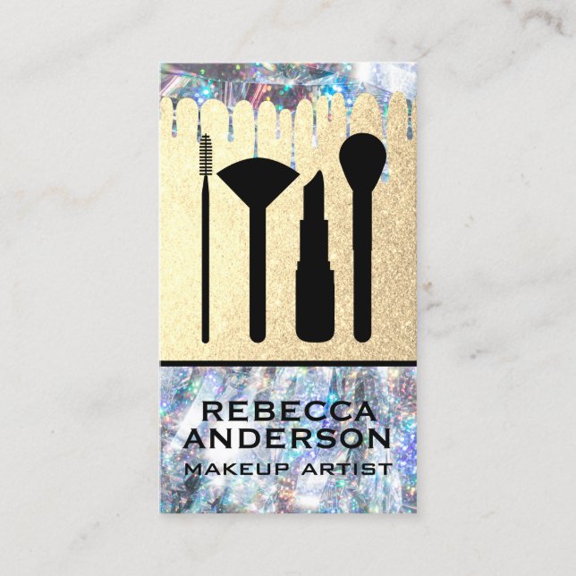 Cartão De Visita Glitter Dripe | Kit de maquilhagem (Frente)