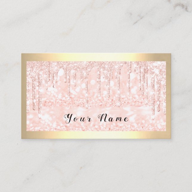 Cartão De Visita Glitter Drives com quadro Makeup Artist Rosa Lashe (Frente)