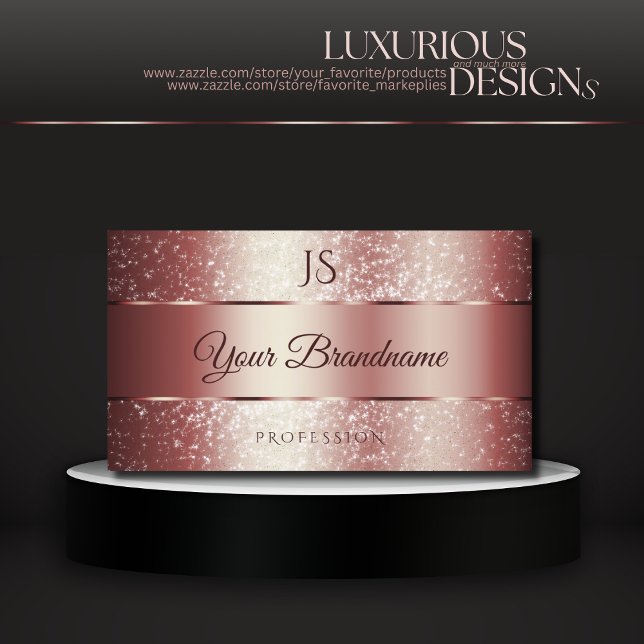 Cartão De Visita Glitter e Iniciais do Sparkle Vermelho Elegante Ro (Criador carregado)