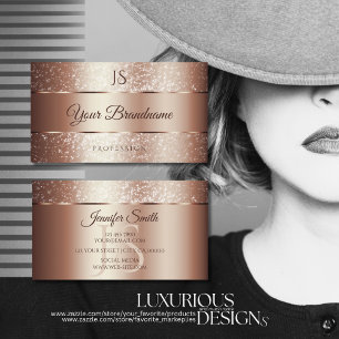 Cartão De Visita Glitter e Iniciais Dourados de Rosa Luxuriosos
