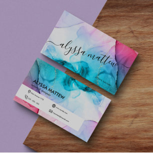 Cartão De Visita Glitter Elegante Dourado, Cor-de-Água, Cor-de-Rosa