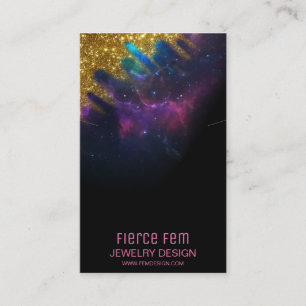 Cartão De Visita Glitter Galaxy Black E Dourada Embalagem De Joias