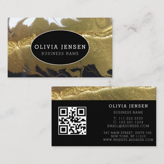 Cartão De Visita Glitter Glamoroso Dourado de luxo (Frente/Verso)