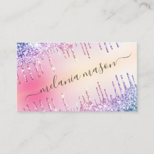 Cartão De Visita Glitter Holográfico Coloca-se em Pink Artista Salo