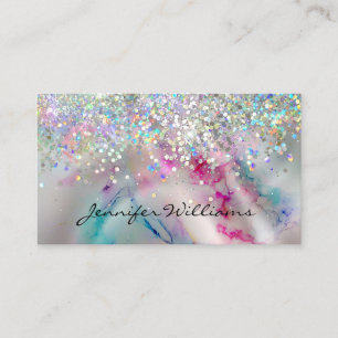 Cartão De Visita Glitter Holográfico de Tinta Álcool Elegante Preto