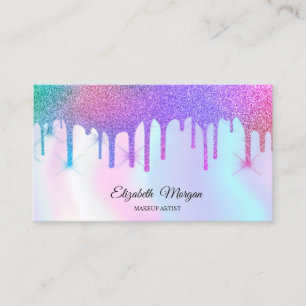 Cartão De Visita Glitter Holográfico em Forma de Gotas de Chuva Pro