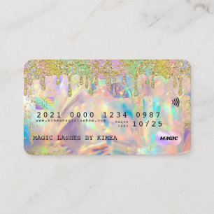 Cartão De Visita Glitter Holográfico Iridescente Estilo de Crédit