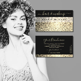 Cartão De Visita Glitter Luxe Dourado Preto Luxo Glitter Glitter