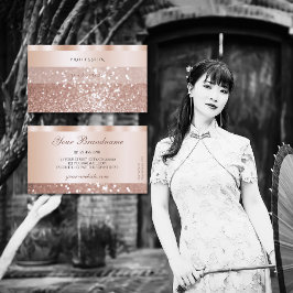 Cartão De Visita Glitter Luxuoso com Rosa Dourado brilhante