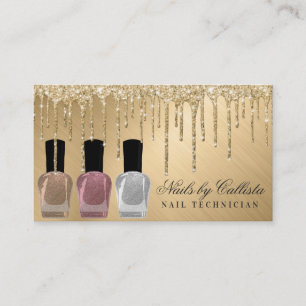 Cartão De Visita Glitter Metálico Dourado Glam Glitter Drives Nail