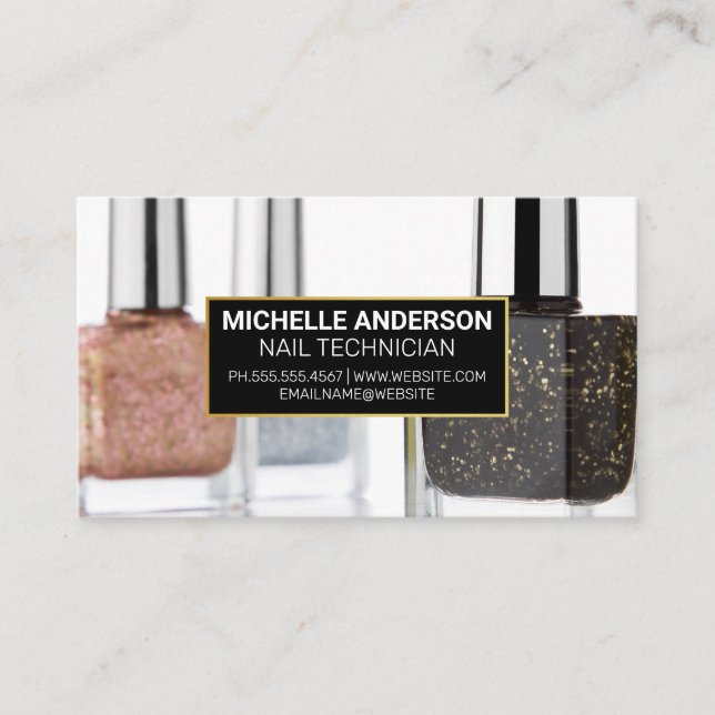 Cartão De Visita Glitter Nail Botles Poloneses (Frente)