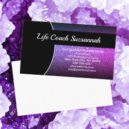 Cartão De Visita Glitter Ombre Roxo Foto Personalizada Profissional