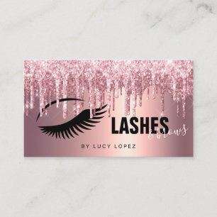 Cartão De Visita Glitter ouro de rosa elegante goteja lascas e sobr