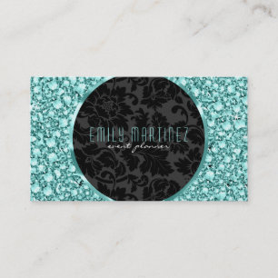 Cartão De Visita Glitter Padrão de Ouros de Tonalidade Verde Elegan