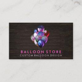 Cartão De Visita Glitter Pink Balloons for Event Planning wood