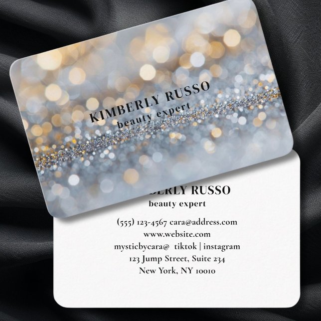 Cartão De Visita Glitter, Prata, Dourado (Salon, Glitter, Silver, Gold Business Card)