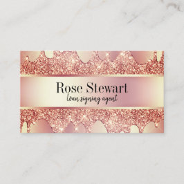 Cartão De Visita Glitter rosa de cobre elegante goteja de papel