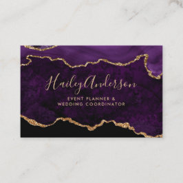 Cartão De Visita Glitter Roxo e Dourado Agato De Aquarela
