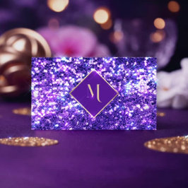 Cartão De Visita Glitter roxo - Na moda de quadro geométrico Dourad