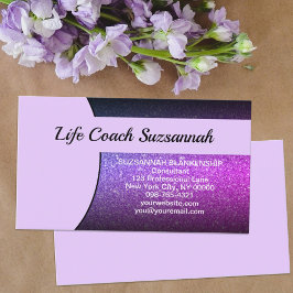 Cartão De Visita Glitter Roxo Ombre Profissional Personalizado