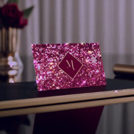 Cartão De Visita Glitter Royal Red Geométrico Dourado Na moda