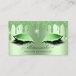 Cartão De Visita Glitter Verde Derrame de Folha Metálica Eyelash
