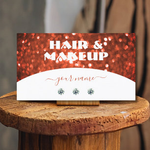Cartão De Visita Glitter Vermelho Vermilion Branco Chic Glamoroso