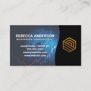 Cartão De Visita Globo digital Logotipo corporativo Dourado moder