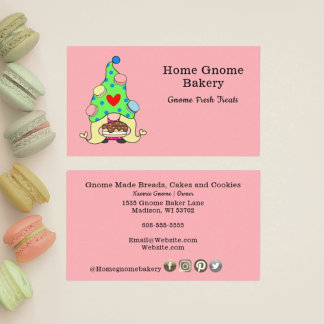 Cartão De Visita Gnome Hometown Bakery Cakes & Sweet Pink
