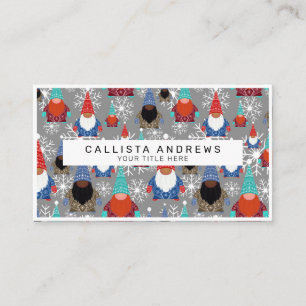 Cartão De Visita Gnome Snowflake Ilustra Padrão de Natal