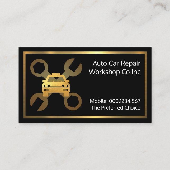 Cartão De Visita Gold Car Spanner Set Mechanical Repair (Frente)