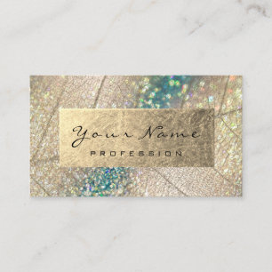 Cartão De Visita Gold Foil Botanical Beauty Studio Hológrafo Teal