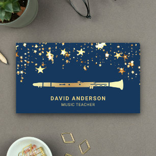 Cartão De Visita Gold Foil Confetti - Professor Elegante de Música 