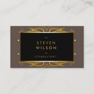Cartão De Visita Gold Foil Faux Web Damask Professional Elegante