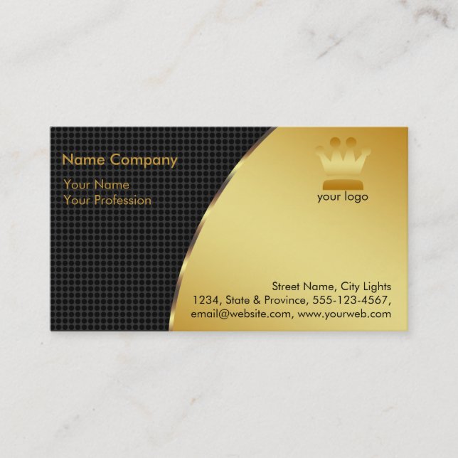 Cartão De Visita Gold Foil Retro Crown Logo Serviços Financeiros (Frente)