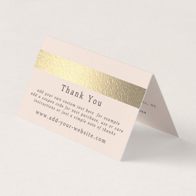 Cartão De Visita Gold Foil Stripe Minimalist Logo Thank You Card (Frente)